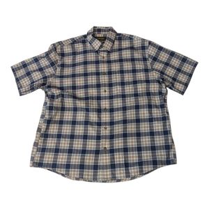 Cabela's Cotton Blue Plaid Button Collar Short Sleeve Shirt. Men's XL
